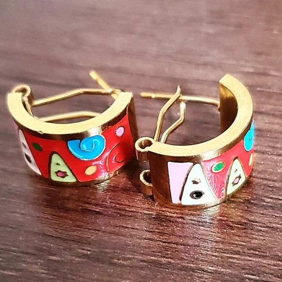 π Stainless Steel 18K Gold Plated Stainless Steel Necklace and Earring Set - Picture 3 of 3